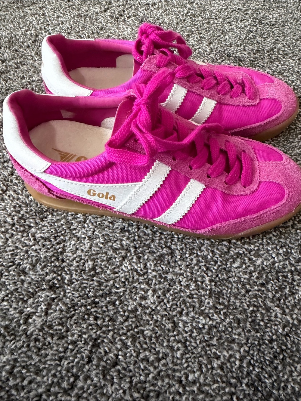 Gola Women's Bright Pink and White Retro Trainer